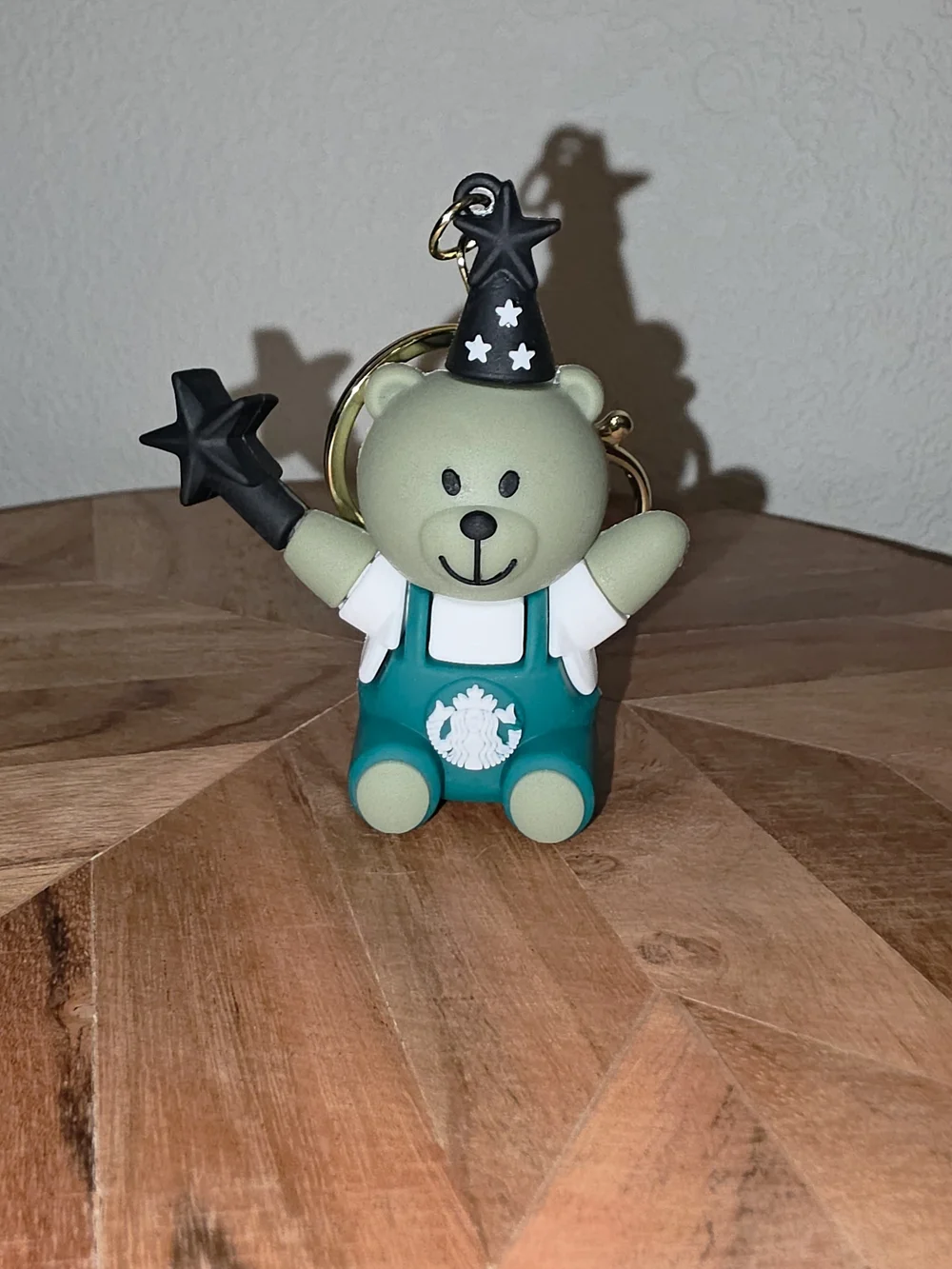Starbucks Green Bear Wizard Keychain with Teal Outfit